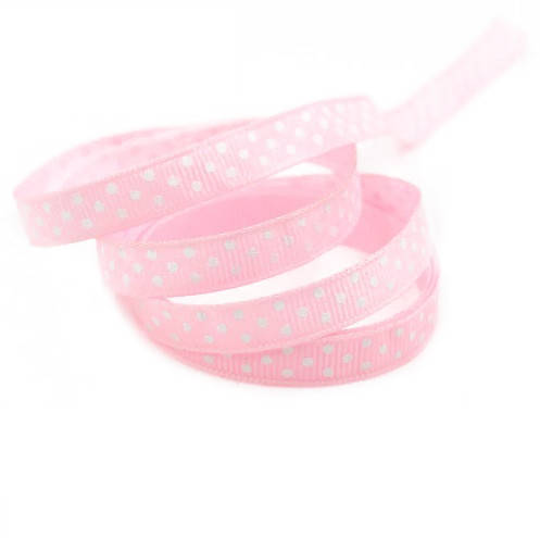 

Лента репсовая Розовая в горошек 0,9 см, 1 м, Розовый