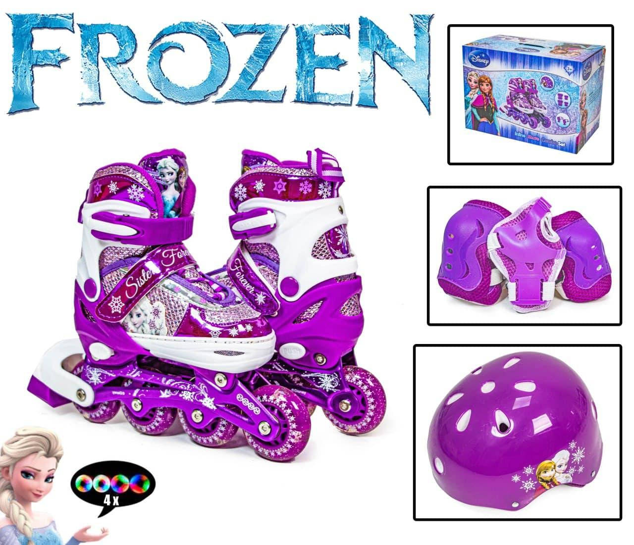 

Комплект ролики с защитой и шлемом для девочки Frozen Фиолетовый 35-38