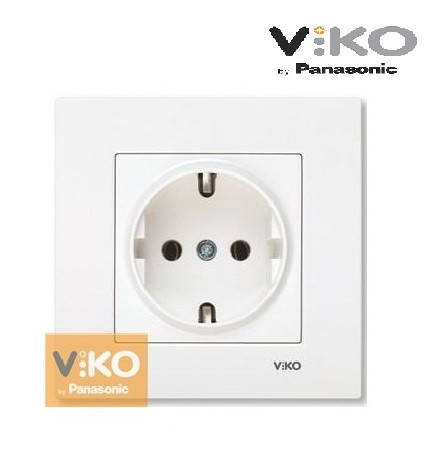 

Розетка одинарная с заземлением Viko Karre скрытой проводки белая (Турция)