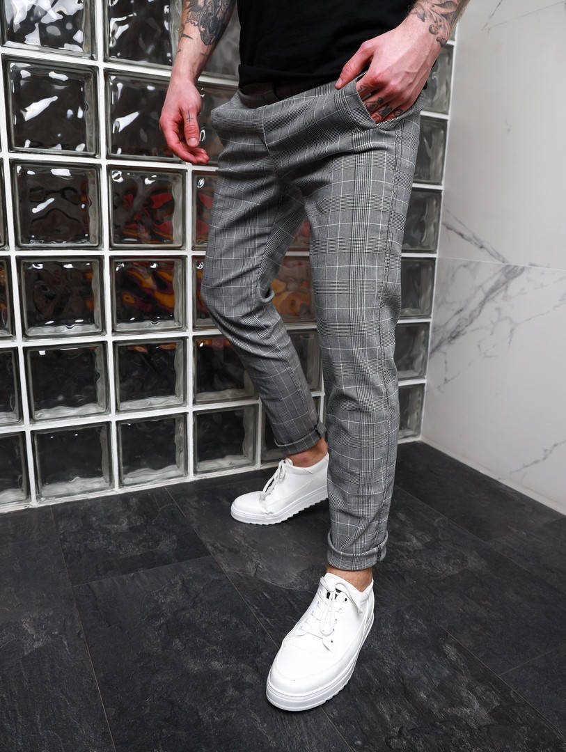 

Штаны мужские серые брюки в клетку