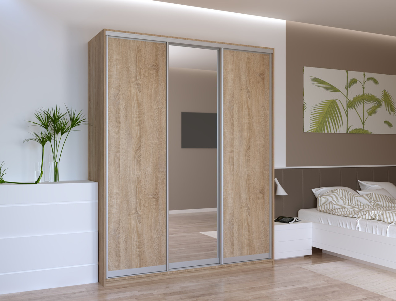 Шафа купе Doros Сіті Лайт Дуб Cонома 2 ДСП / 1 Дзеркало 180х60х225 (41070010) 3
