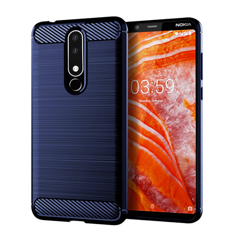 

Чехол Lenuo Carbon Fiber для Nokia 3.1 Plus Navy Blue, Темно-синий