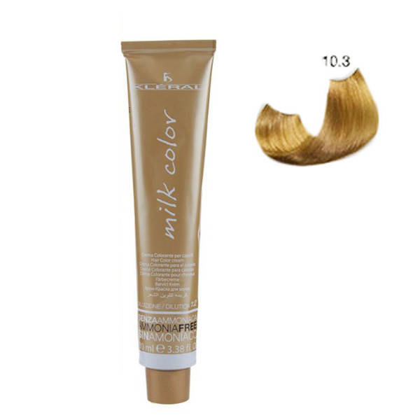 

Безаммиачная крем-краска для волос Kleral System Milk Color 100 мл 10.3 Супер светлый блондин с золотистым оттенком