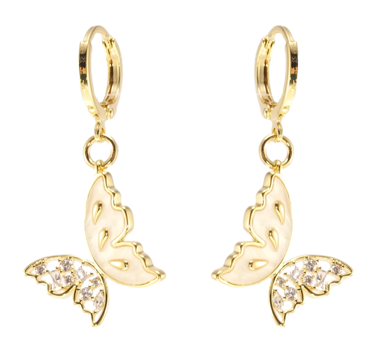 

Серьги Xuping QQMM Позолота 14K подвески на колечках "Бабочки"