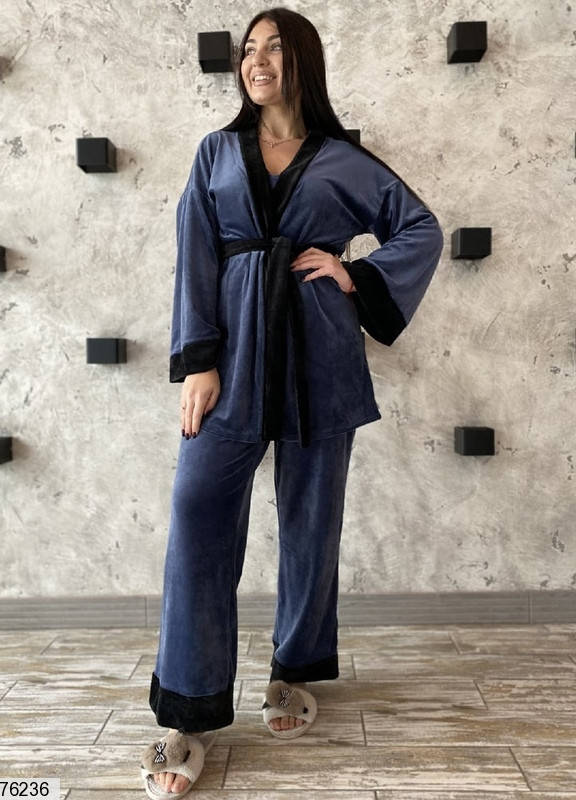 

42-56 р. Женский домашний велюровый костюм-тройка