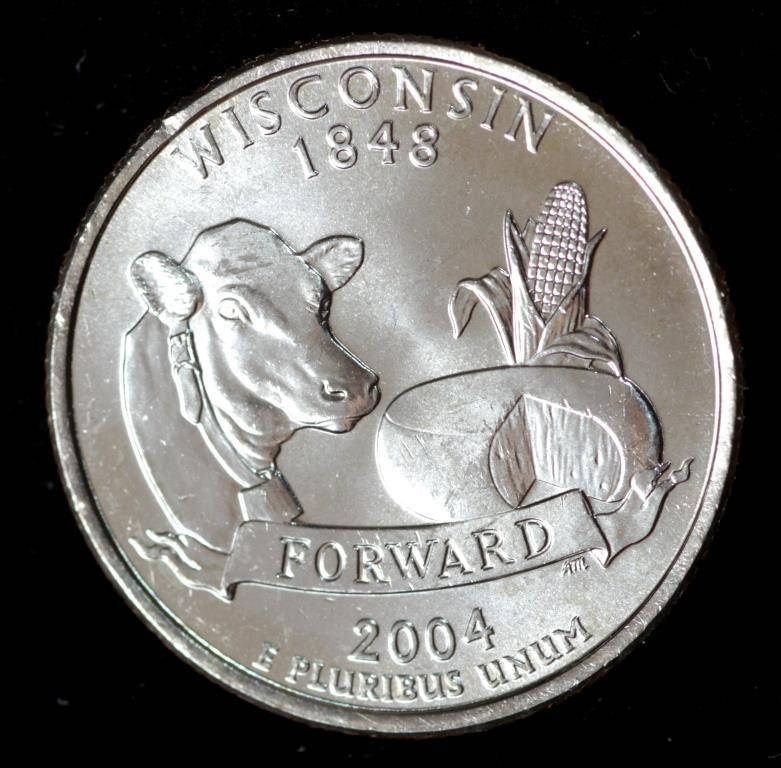 

Монета США 25 центов 2004 г. Висконсин