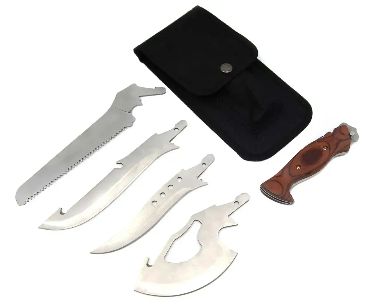 

Набор для выживания туристический походный (Топорик, ножи, пила) в чехле 4 в1