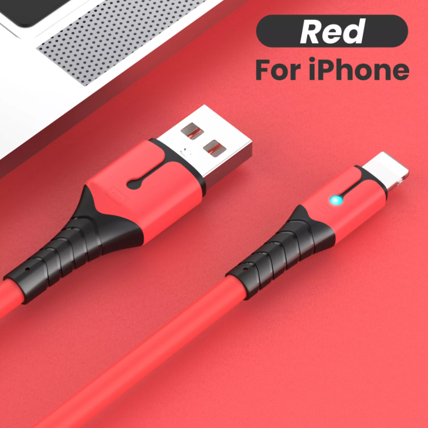 

Кабель для быстрой зарядки iPhone USB - Lightning 1м Красный Y5 Зарядный зарядка провод шнур на айфон лайтнинг