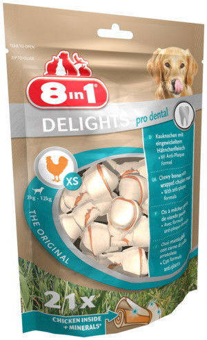 

8in1 Delights 21шт * 7см/252г кость для чистки зубов собак (курица+минералы)
