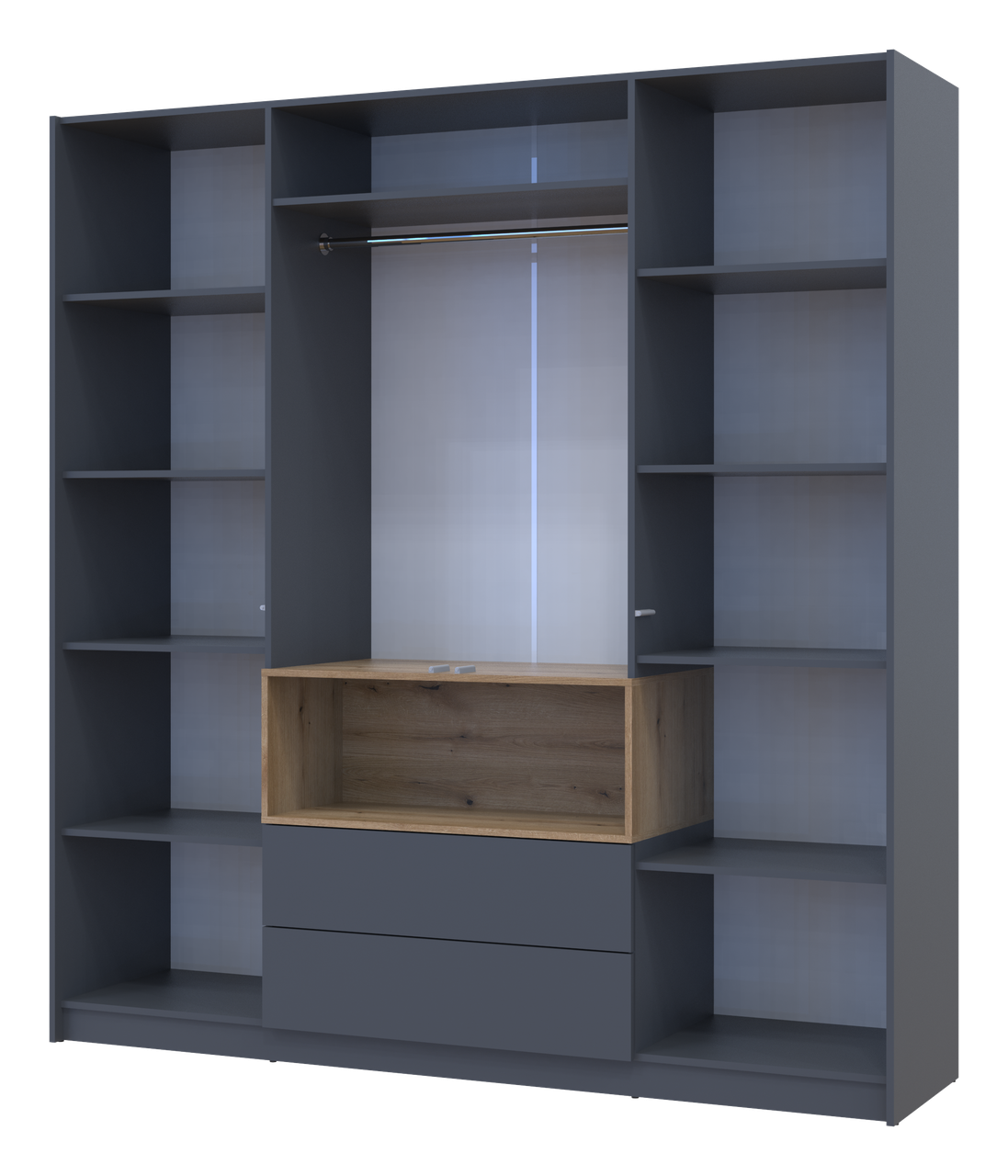 Шафа для одягу з нішею Doros Дейл Графіт/Дуб Евок 4 ДСП 206х52х220 (80737724) 2