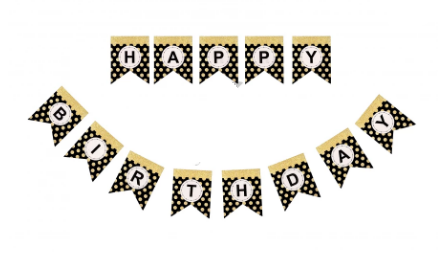 

Гірлянда прапорці "Happy Birthday блискітки". Колір Чорний. Довжина 3м.