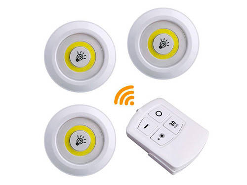 

3x LED светильник ночник автономный, с пультом ДУ, белый