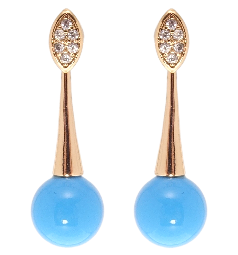 

Серьги Xuping Позолота 18K гвоздики-трансформеры (пусеты) "Инкрустация цирконием и голубая бусина"