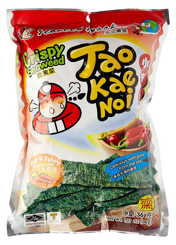 

Хрустящие морские водоросли, острые, Hot & Spicy, 36 г, ТМ Tao Kae Noi, Таиланд
