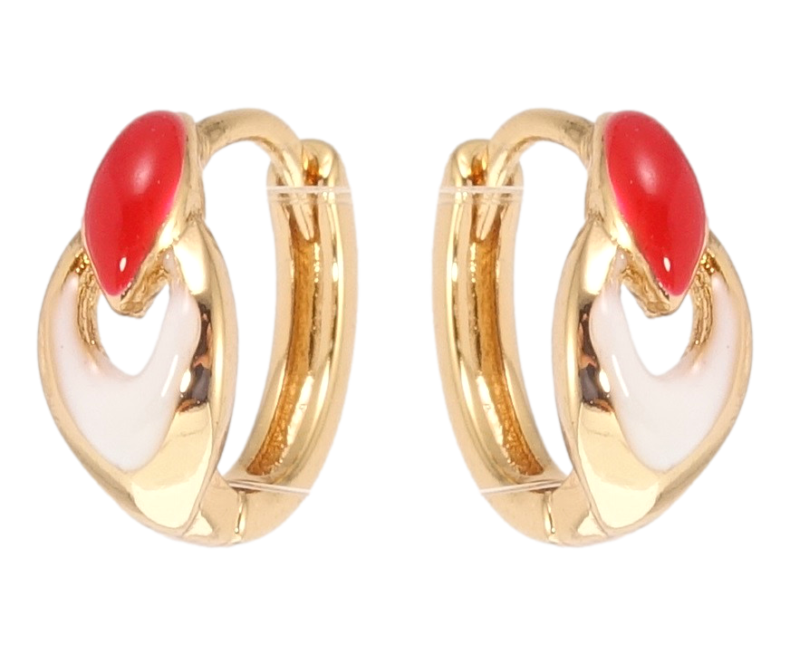 

Серьги Xuping Позолота 18K колечки "Орнамент с красно-белой эмалью"