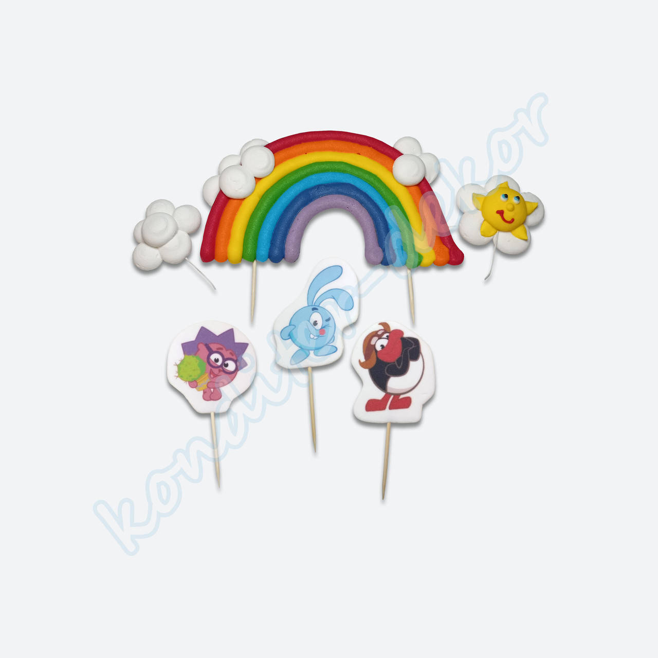 

Набор из сахарной пасты (мастики) для украшения тортов и кондитерских изделий "Смешарики" №1, Разные цвета