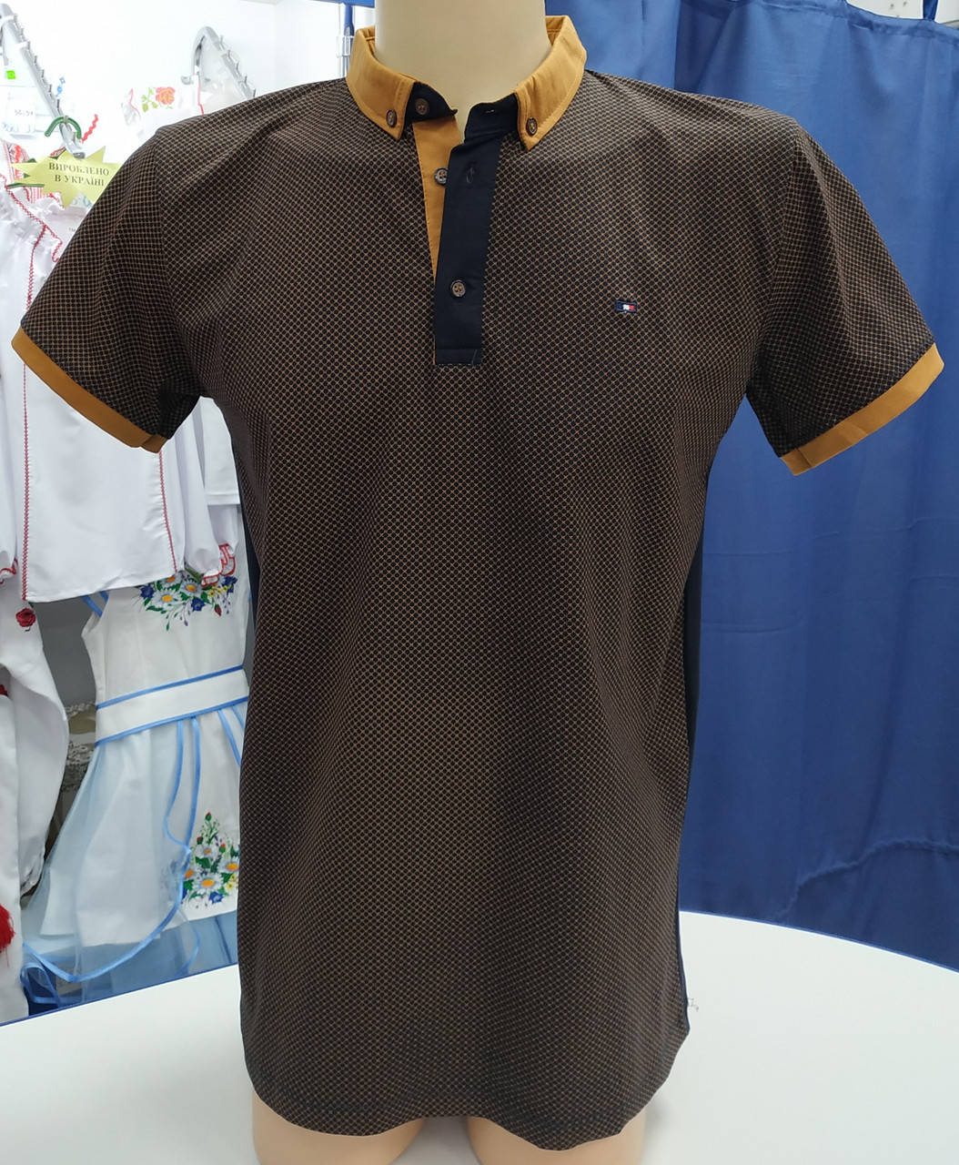 

Футболка-поло мужская р.XL (48-50) коричнево-черная