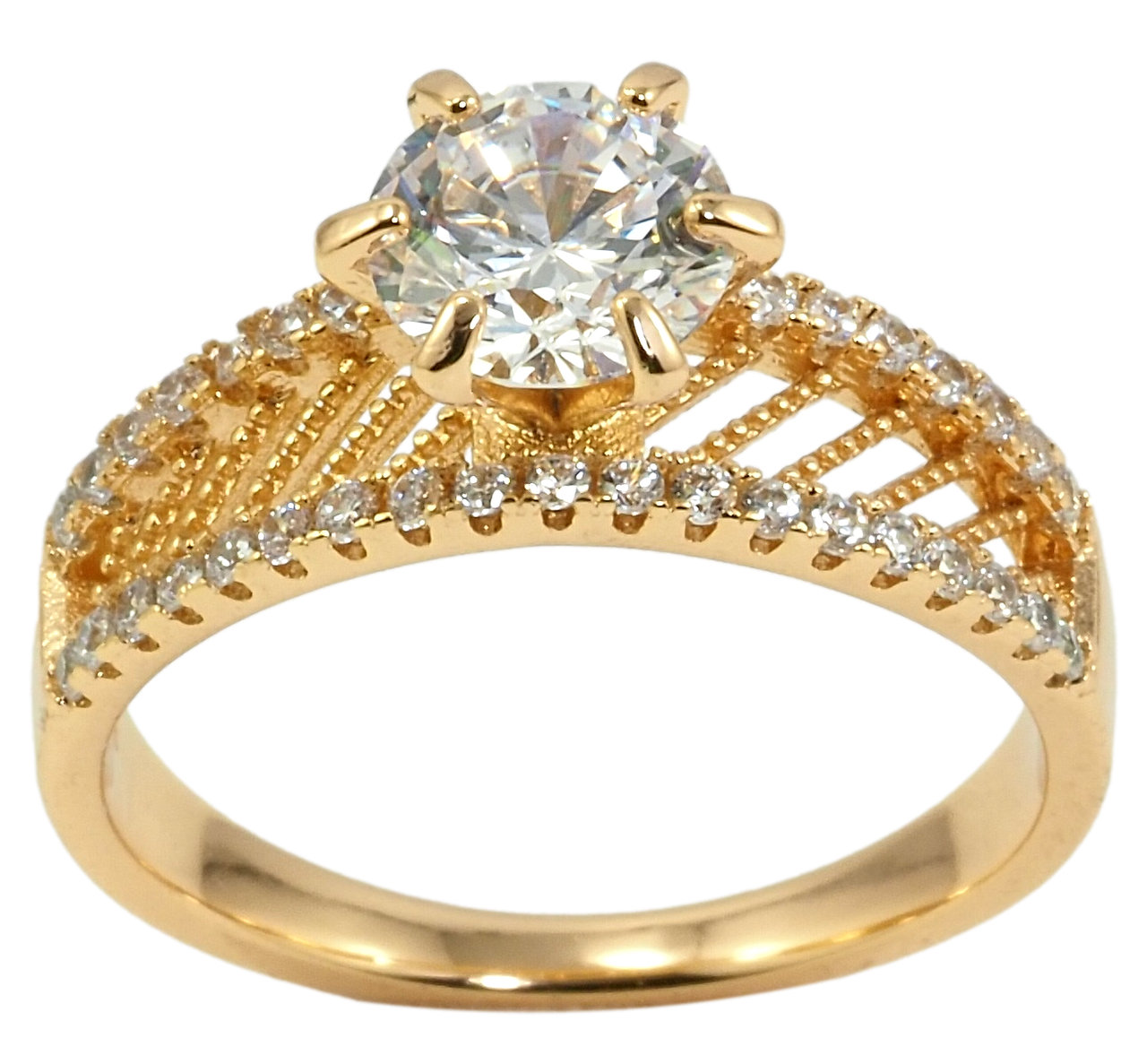 

Кольцо Xuping Позолота 18K "Фианит с дорожками циркония" р.17,18.5