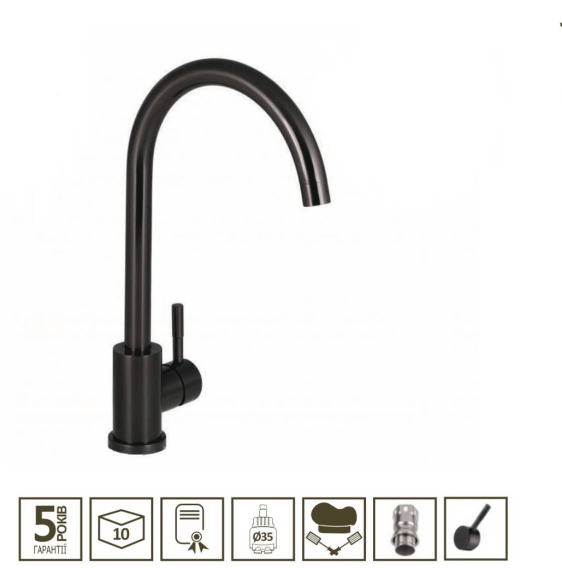 

Кухонный смеситель KRONER SCH035PVD, Черный