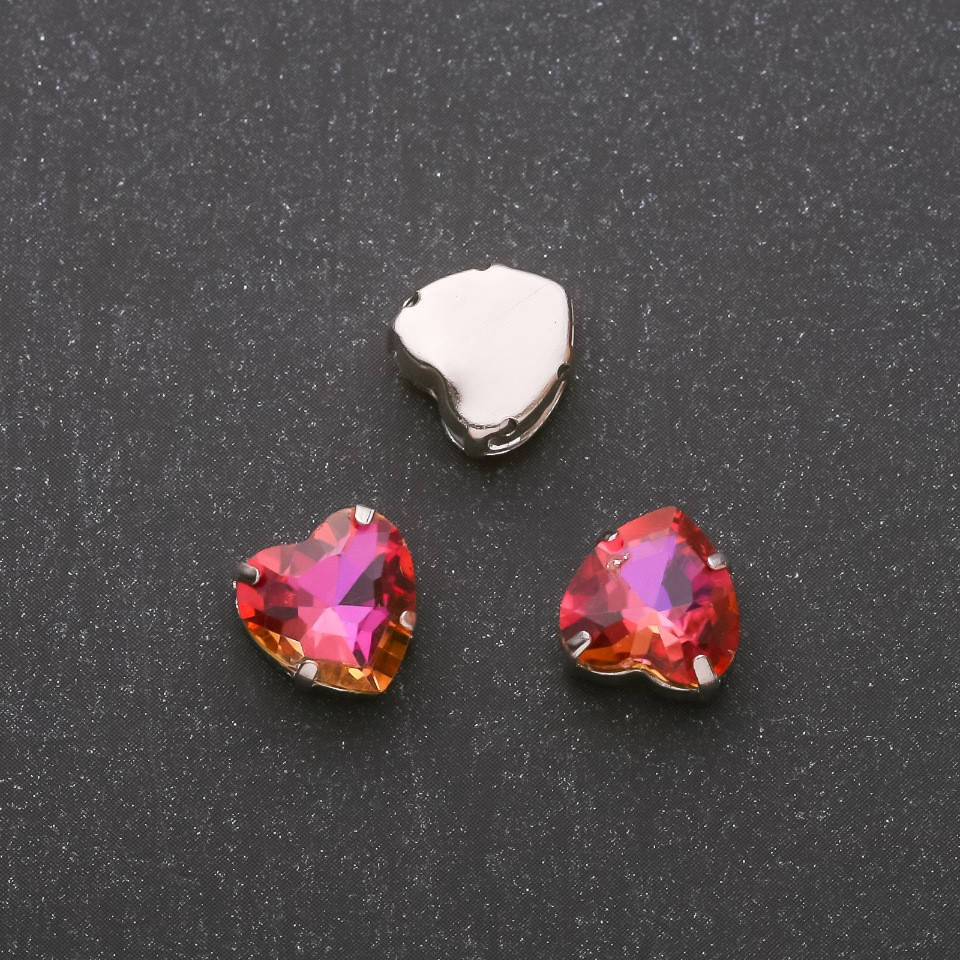 

Пришивной кристалл в цапе Сердце 10мм малиново-оранжевый