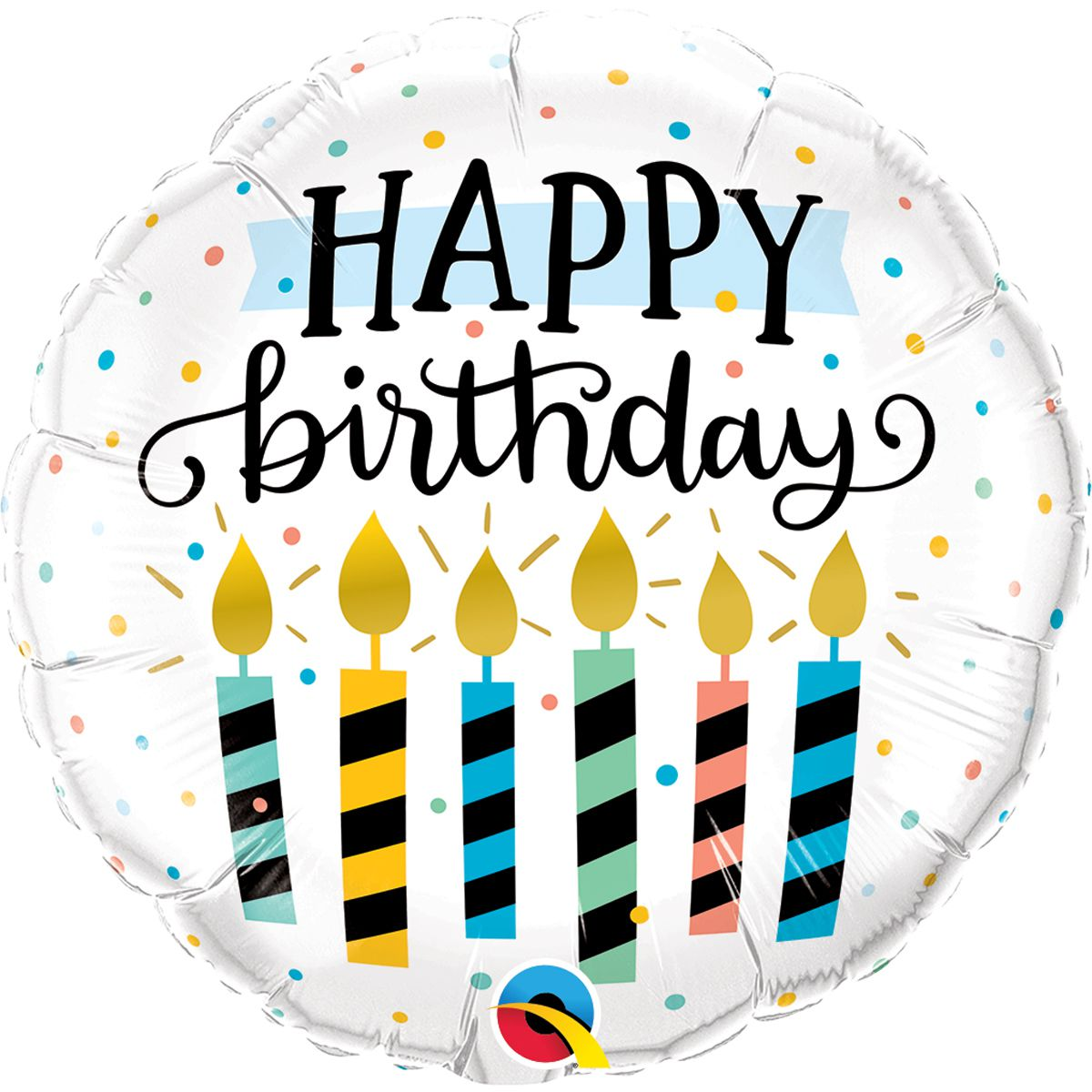 

Фольгированный шарик Qualatex 18" Круг Happy Birthday Свечи, Разные цвета