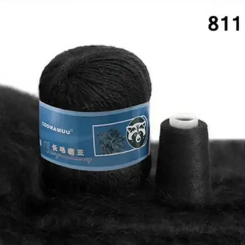 

Пряжа пух норки (Китай, синяя этикетка) №811 черный