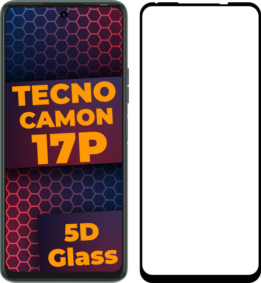 

5D стекло Tecno Camon 17P (Защитное Full Glue) Black (Техно Камон 17Р), Черный
