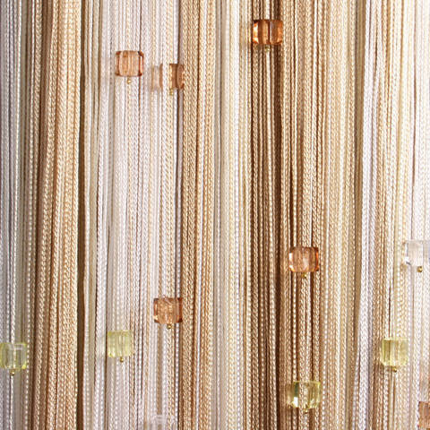 

Шторы нити радуга с квадратным стеклярусом, кисея 3х3 м (белый, шампань, бежевый), Разные цвета