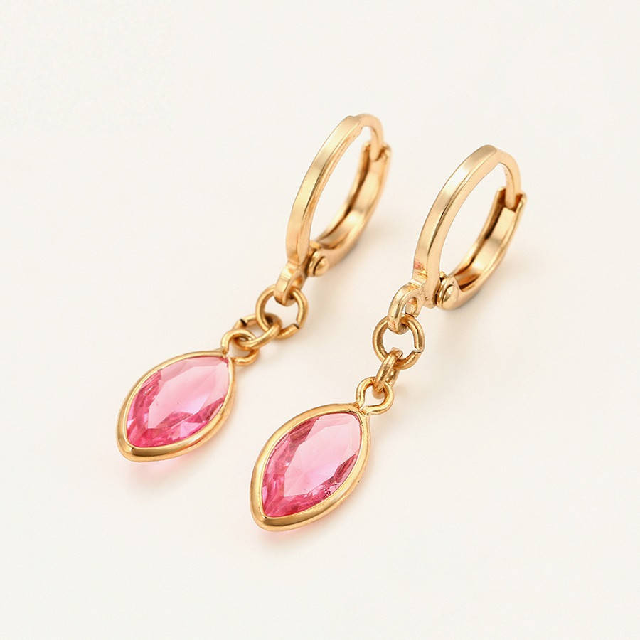 

Серьги-кольца с подвесками из розовых кристаллов фирма Xuping позолота 18к.