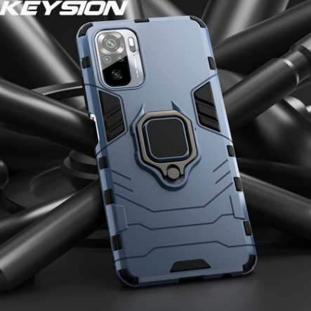 

KEYSION Противоударный защитный чехол Xiaomi Redmi Note 10 Pro с кольцом Цвет Синий