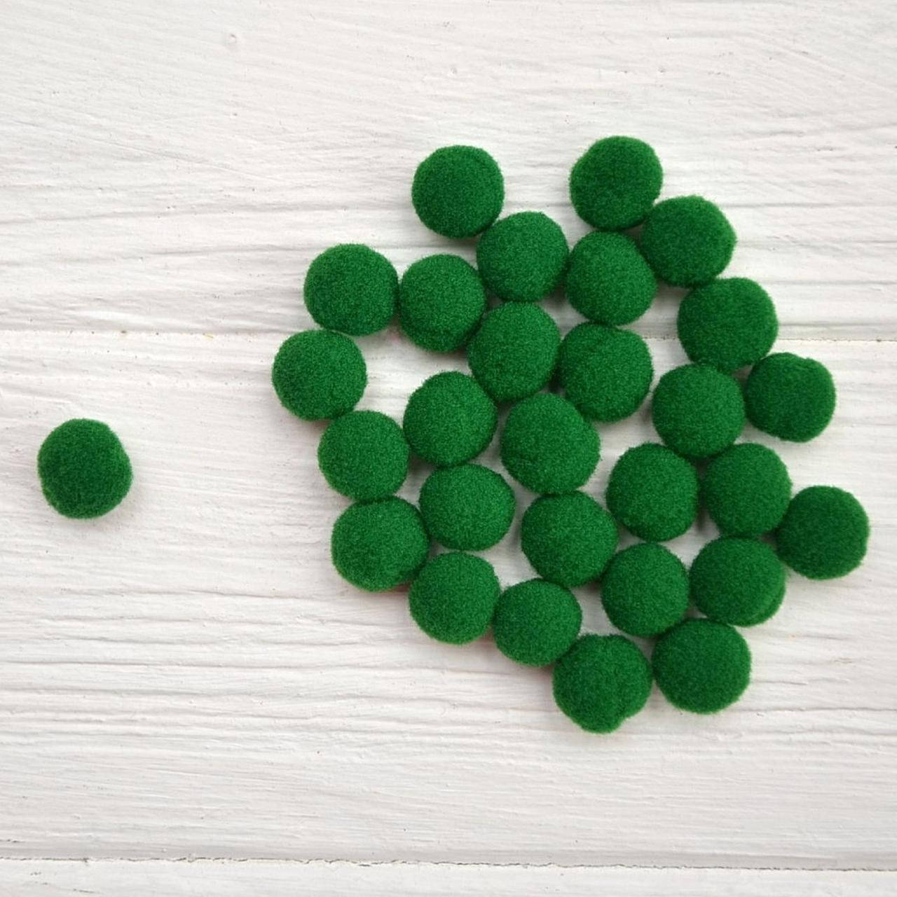 

Помпоны, 1,5 см, 30 шт., цвет темно-зеленый