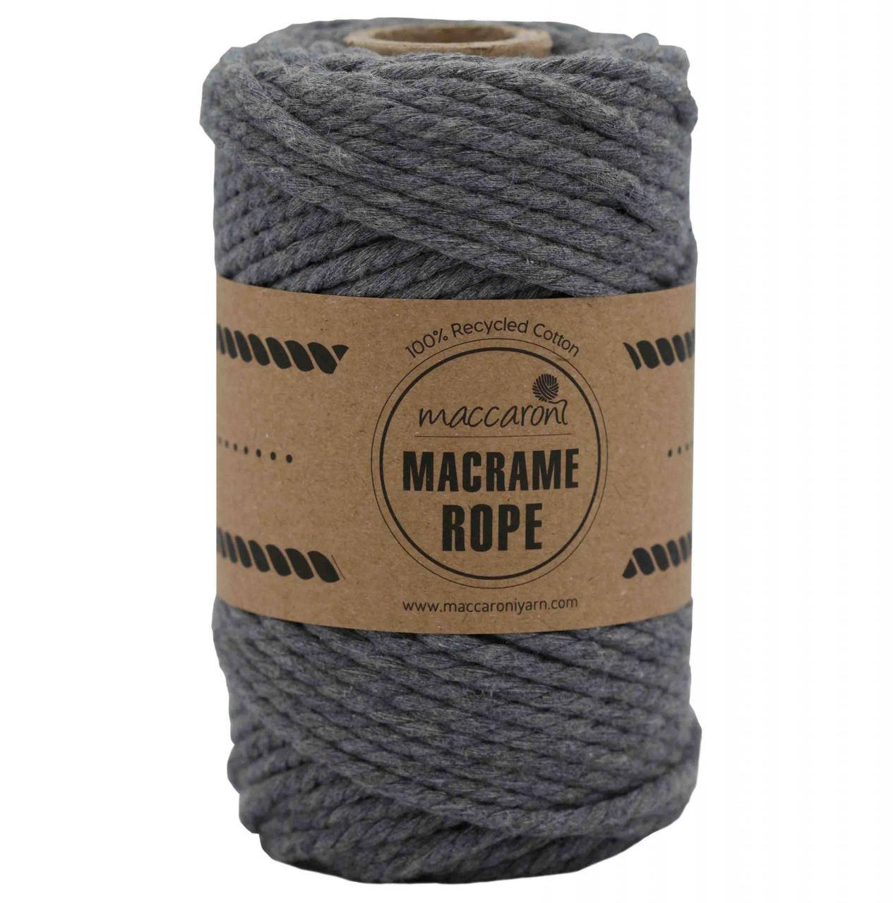 

Крученый Хлопковый шнур Macrame Rope Maccaroni 4 мм ,серый