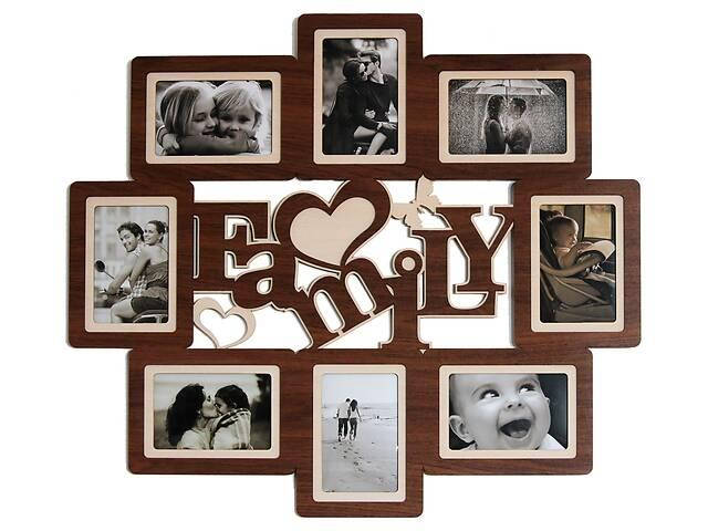 

Фоторамка "Family" коричневая на 8 фото, Коричневый