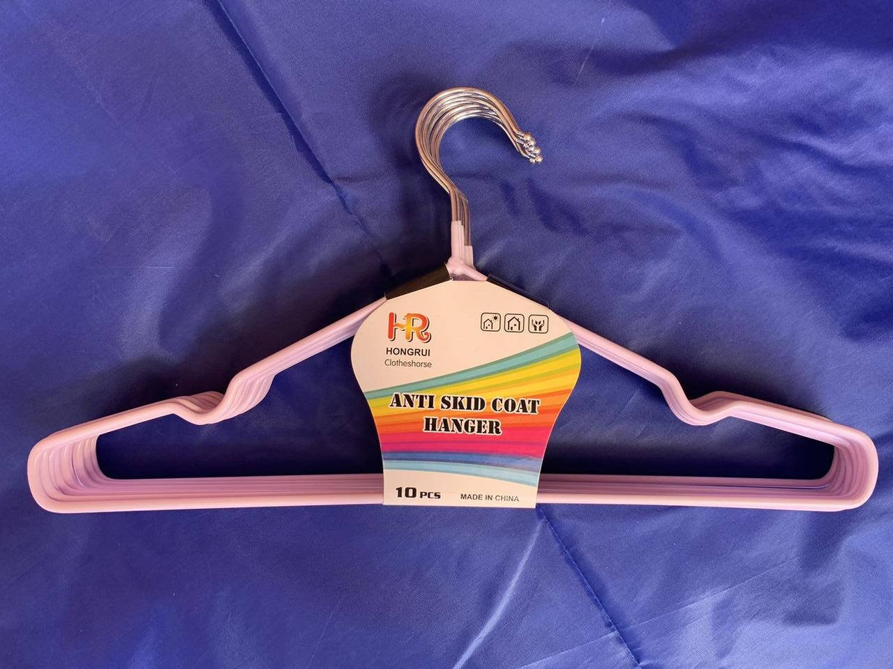 

Плечики металлические с силиконовым покрытием антискользящие, 10 штук, розовые