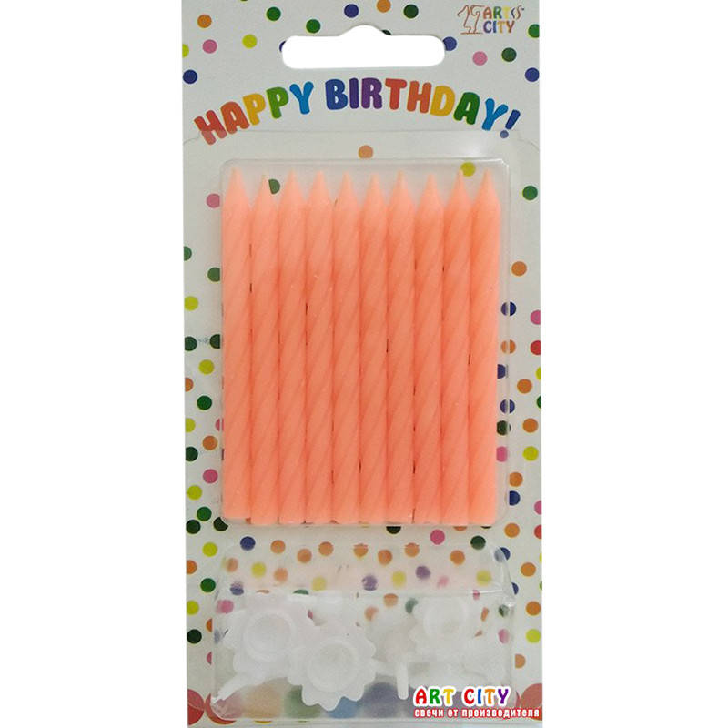 

Свечи в торт спиральки оранжевые 10шт/уп