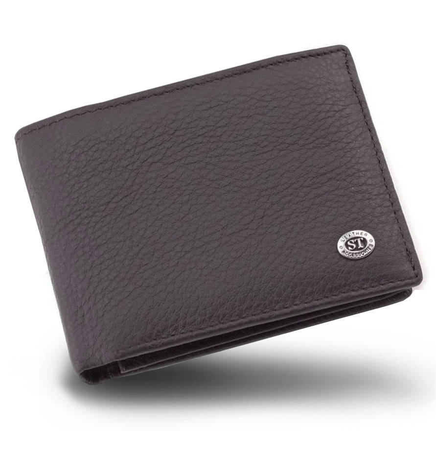 

Мужское кожаное портмоне среднего размера ST Leather ST108 Черный