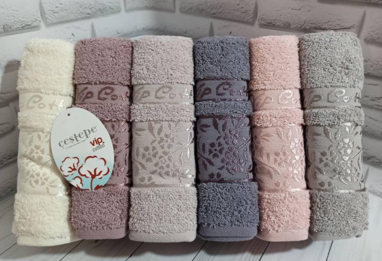 

Набір рушників Cestepe Vip Cotton 6шт Туреччина лицьові 90х50см