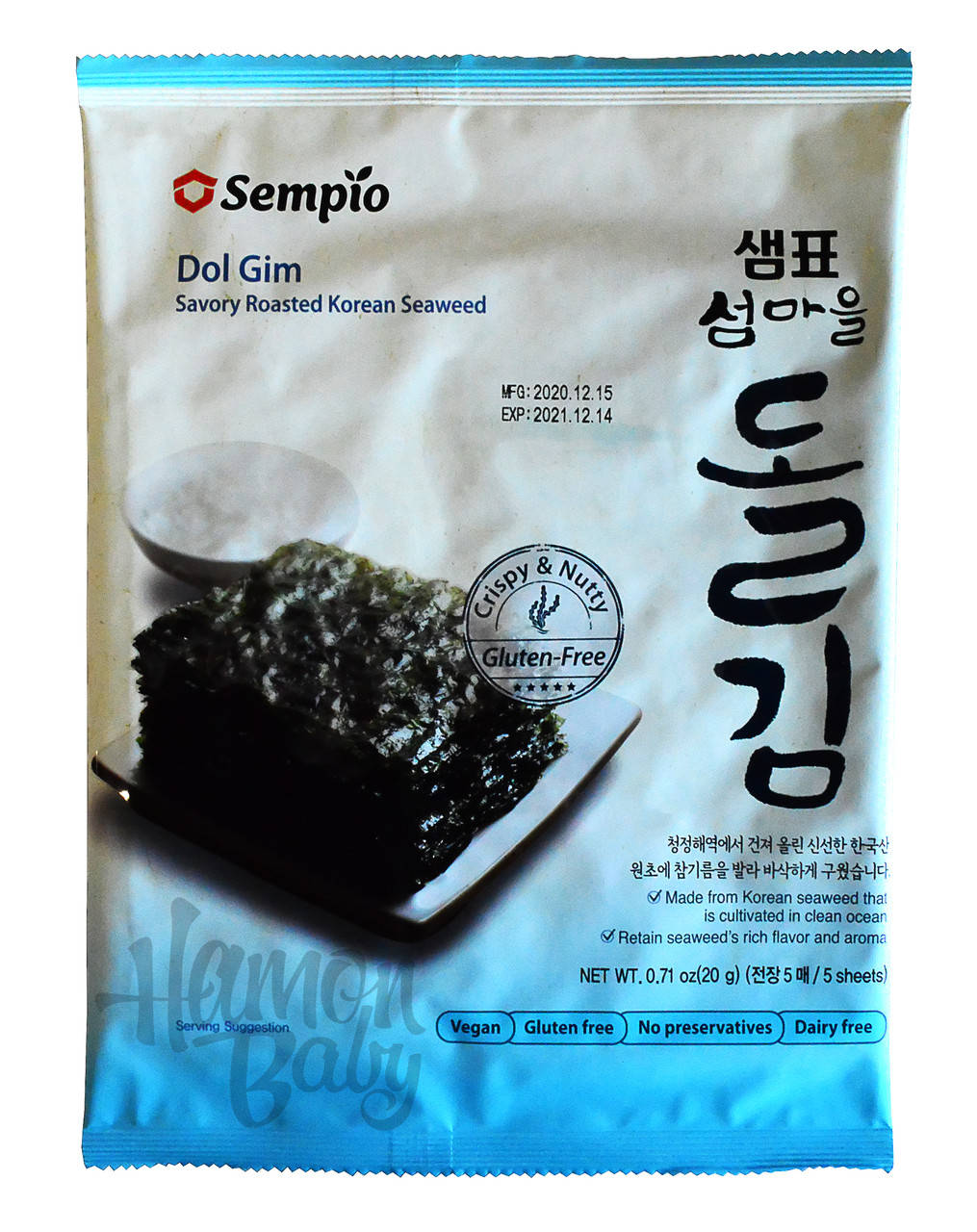 

жареные корейские водоросли(снек) Dol Gim, 20 г, ТМ Sempio, Южная Корея