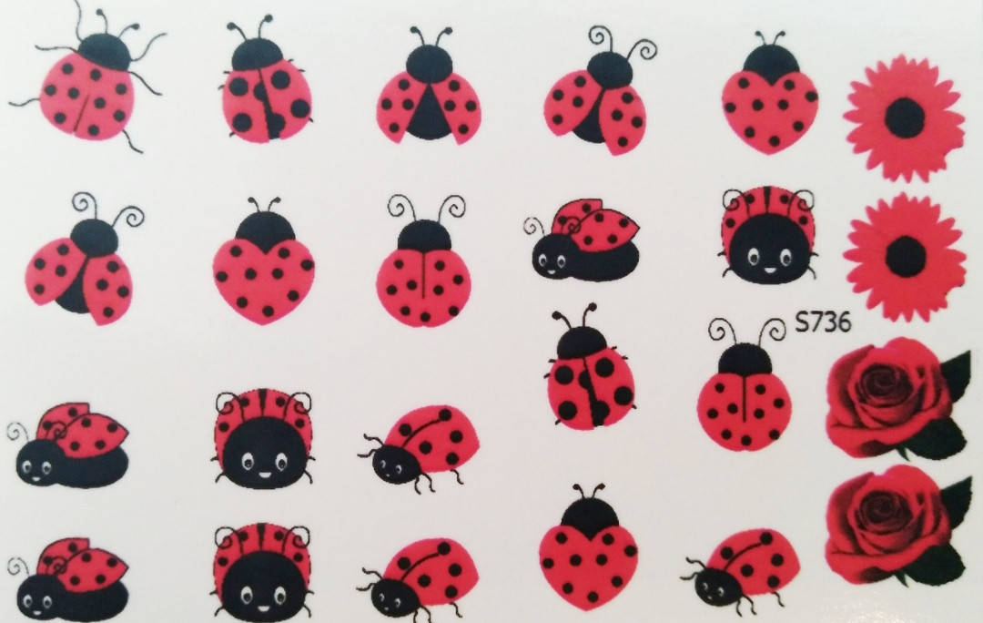 

Водные наклейки (слайдер дизайн) для ногтей, Красный