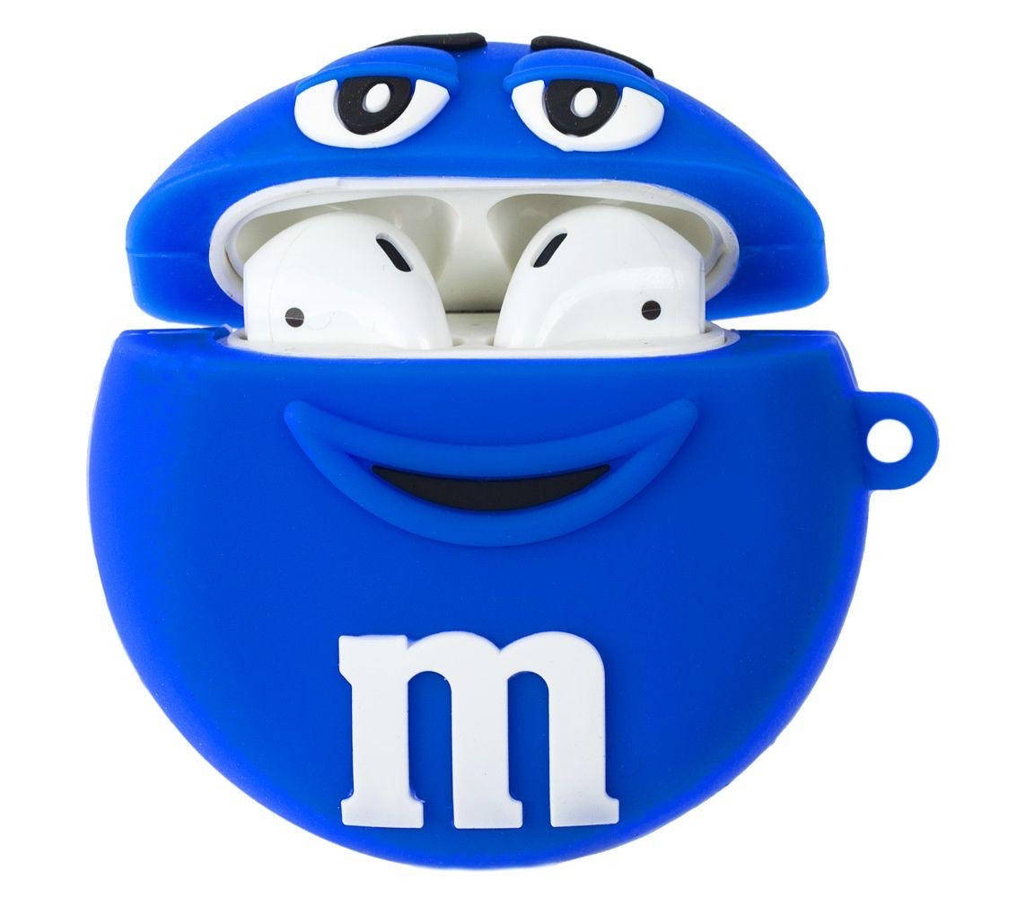 

Силиконовый чехол Alitek для наушников Apple AirPods 1 / 2 M&M's + карабин Blue, Синий