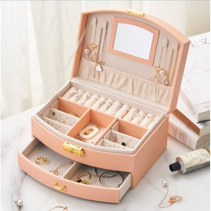 

Органайзер для украшений двухярусный на ключике 20x16x10 см, шкатулка для украшений