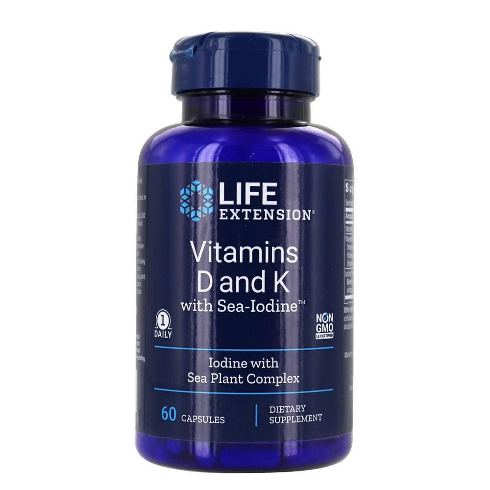 

Life Extension витамины D и К с йодом Sea-Iodine, 60 капсул