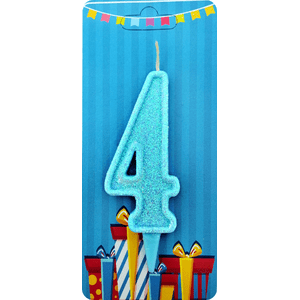 

Свеча цифра 4 голубой блеск