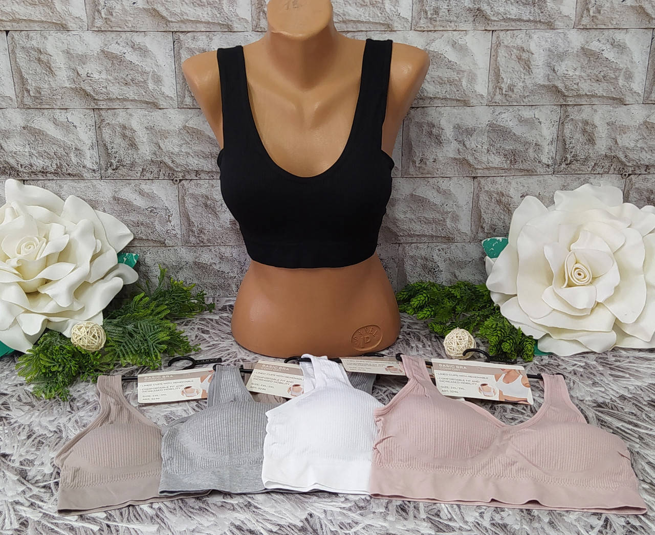 

Женский спортивный лифчик топ р. 2-3ХL (48-50) c поролоном (3246), Разные цвета