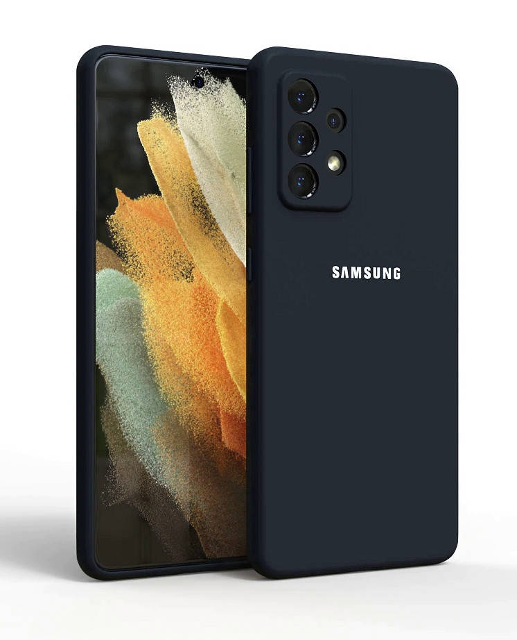 

Силиконовый чехол с микрофиброй для Samsung Galaxy A52 черный матовый защита камеры