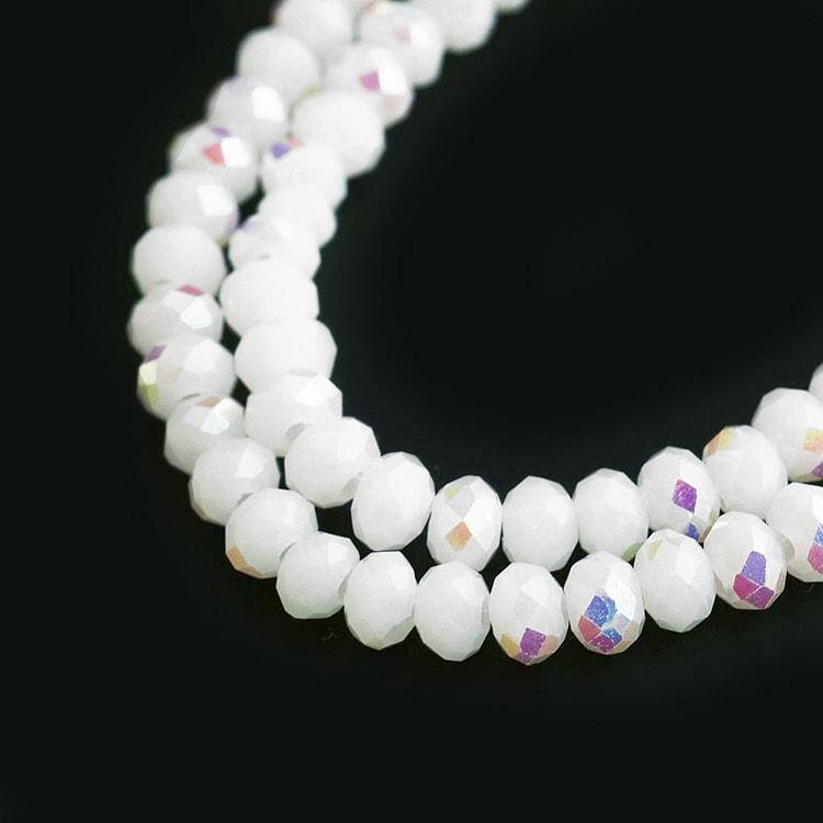 

Бусины стекло с гальваникой 3х2мм, граненые, цвет белый УТ100009316