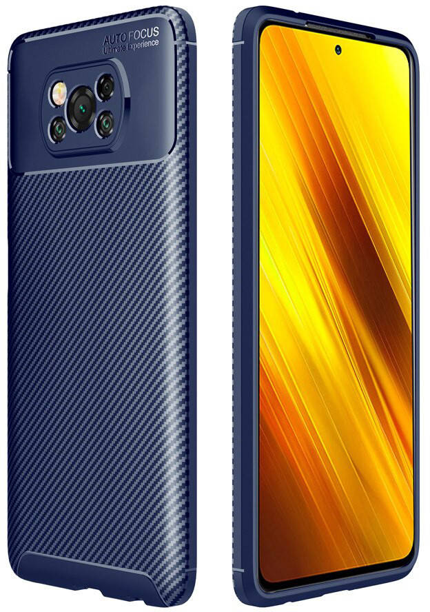 

Чехол накладка Autofocus Carbon Xiaomi Poco X3 Pro (Сяоми Поко Х3 Про), Синий