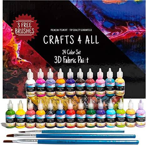 

3D Краска по ткани Большой Набор 24 цвета Объемная Краска Crafts 4 All из США + Кисти ОРИГИНАЛ!