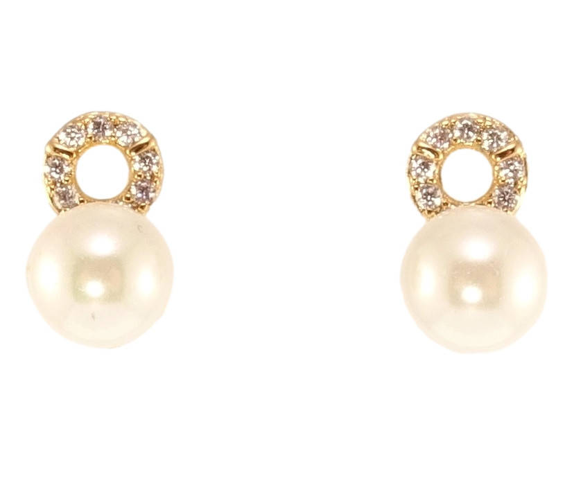 

Серьги Xuping Позолота 18K гвоздики (пусеты) "Колечки с цирконием и жемчужинами"