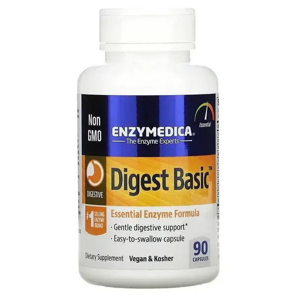 

Enzymedica, Digest Basic, формула основных ферментов, 90 капсул